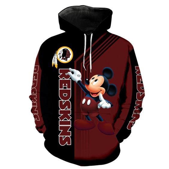 Washington Redskins Mickey Mouse 3D Hoodie