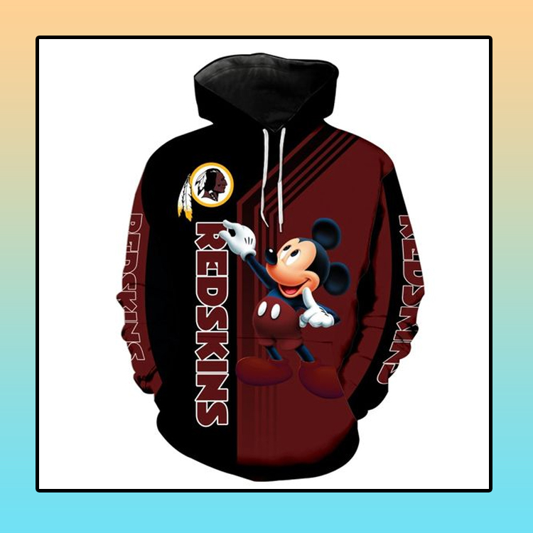 Washington Redskins Mickey Mouse 3D Hoodie 3 Washington Redskins Mickey Mouse 3D Hoodie3