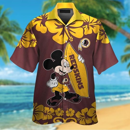 Washington Redskins Mickey Mouse Hawaiian ShirtShort1