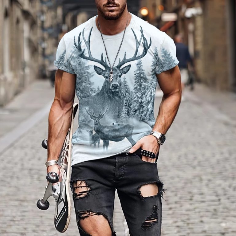White Deer Hunting 3D All Over Printed Shirt hoodie 6