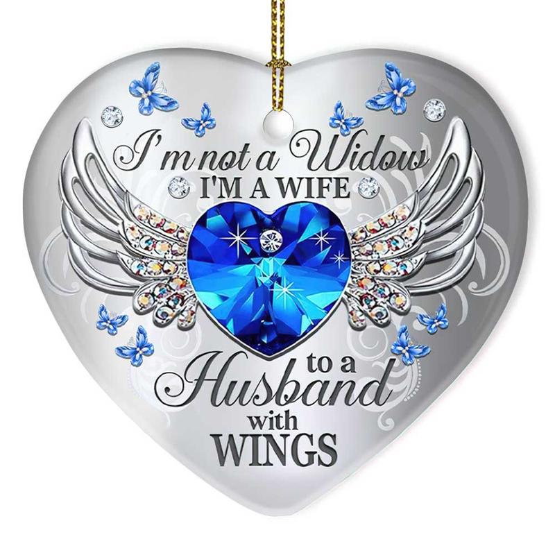 Wings Heart I'm not a widow I'm a wife to a husband with wings ornament 4 Wings Heart Im not a widow Im a wife to a husband with wings ornament 3