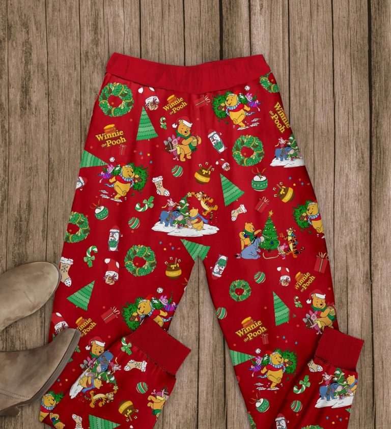 Winnie Pooh Around The Christmas Tree Pajamas Set (2) Winnie Pooh around the christmas tree pajamas set 2