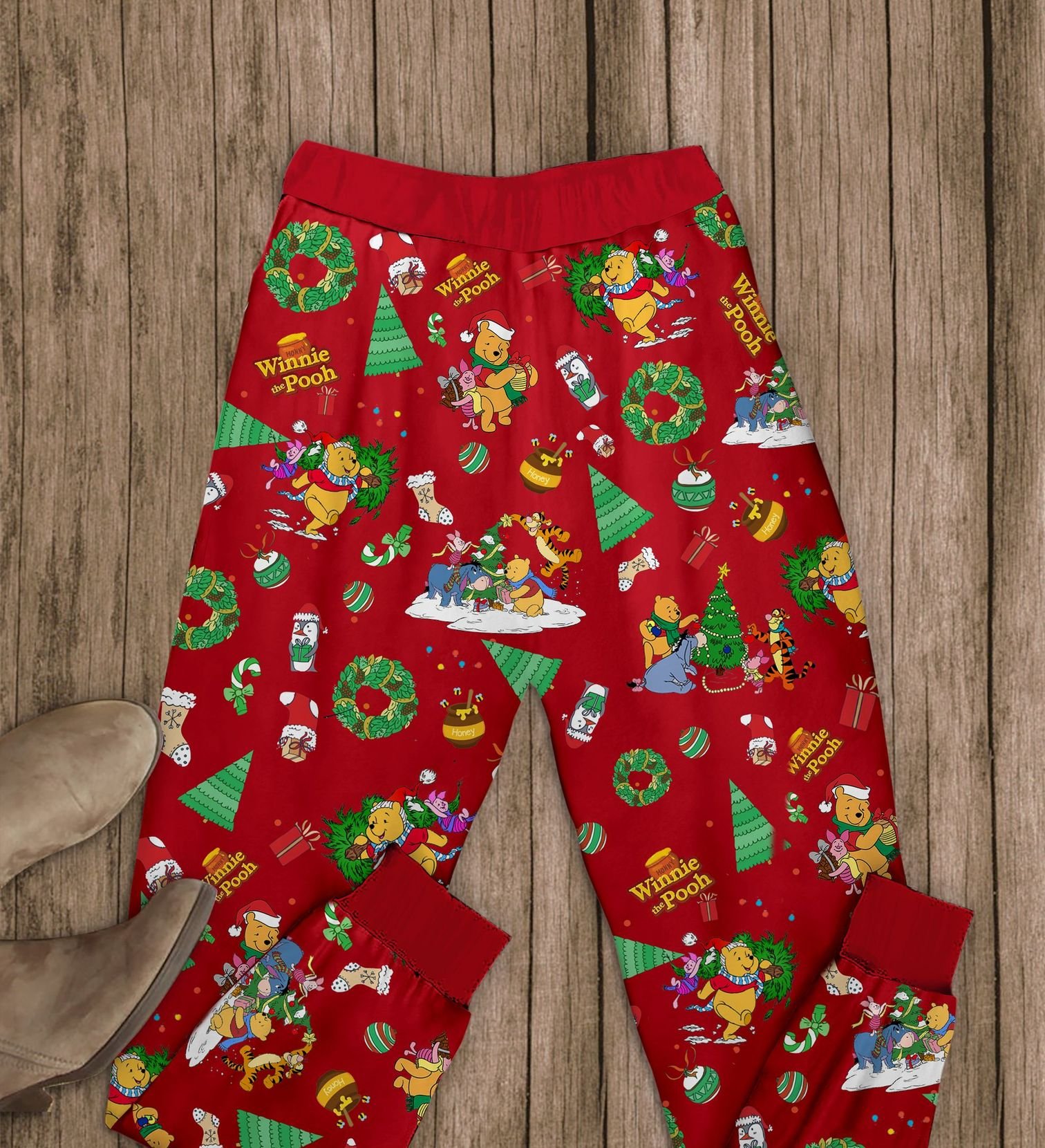 Winnie Pooh around the christmas tree pajamas set 3 Winnie Pooh around the christmas tree pajamas set 2