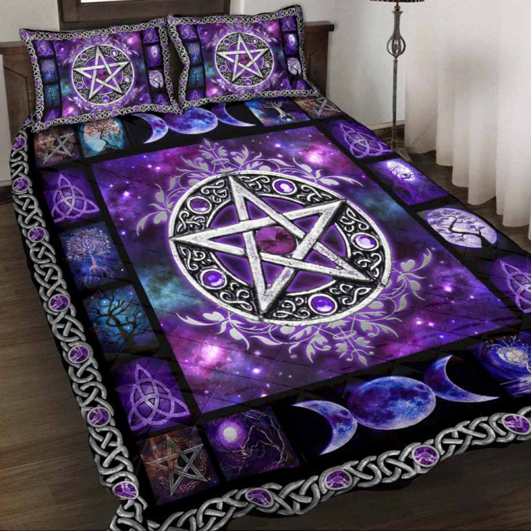Witch Vibes Purple Pentagram quilt bedding set 1