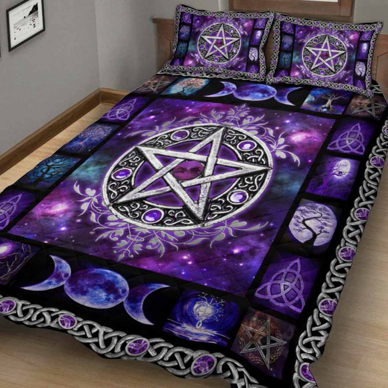 Witch Vibes Purple Pentagram quilt bedding set 2
