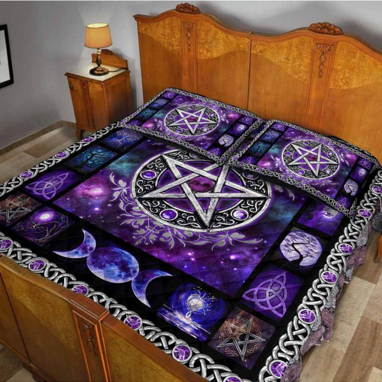 Witch Vibes Purple Pentagram quilt bedding set 4