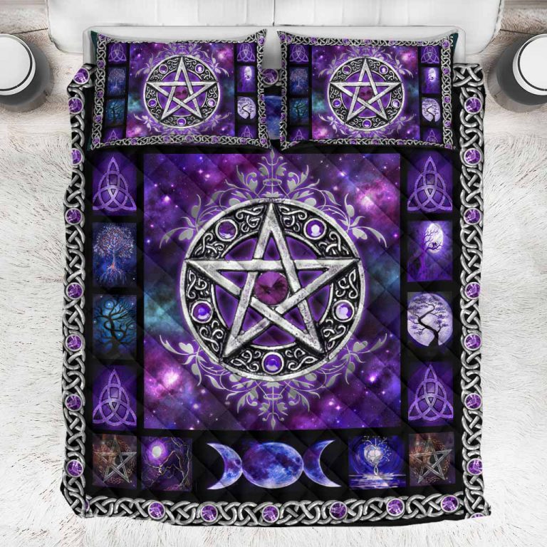 Witch Vibes Purple Pentagram quilt bedding set 5