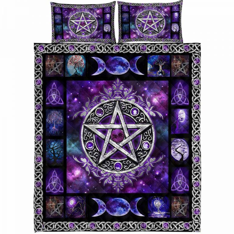 Witch Vibes Purple Pentagram quilt bedding set 6