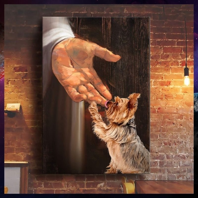 Yorkshire Terrier In the hand of God Jesus canvas 3 Yorkshire Terrier In the hand of God Jesus canvas 2