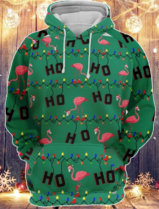 Flamingo Ho Ho Ho Christmas Knitted 3d hoodie sweater 3