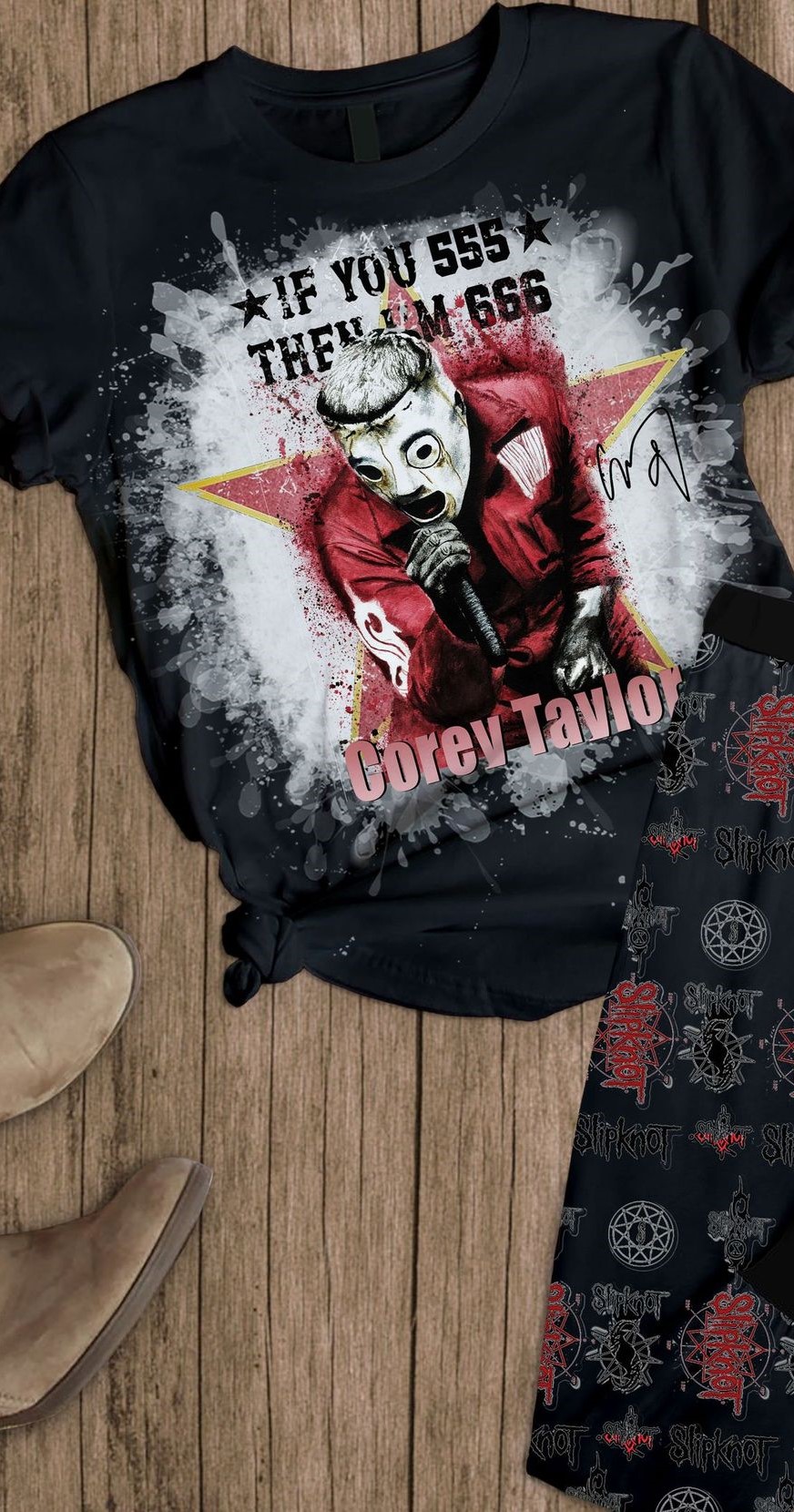 if you 555 then im 666 Corey Taylor Slipknot pajamas set 1