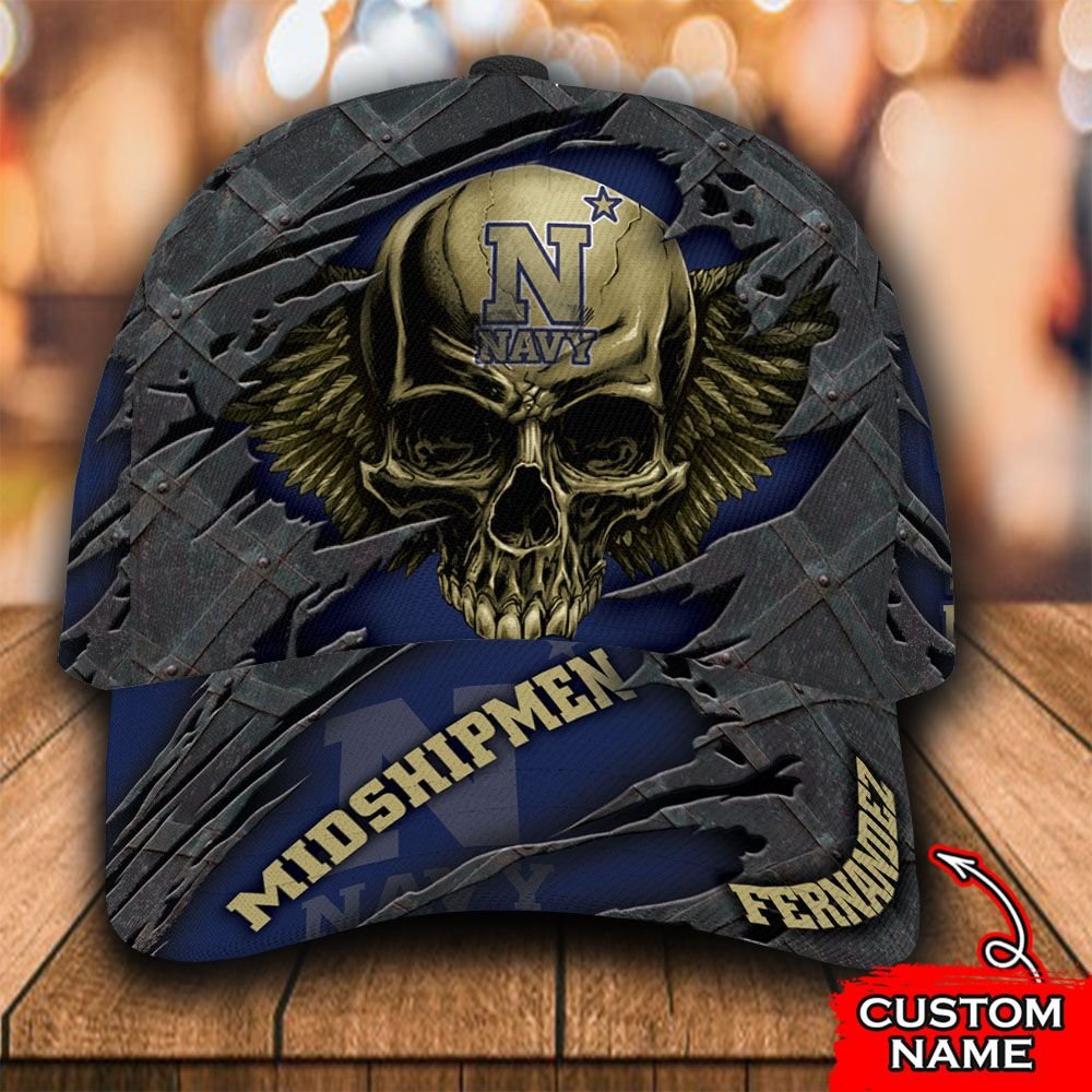 Personalized Navy Midshipmen skull cap hat