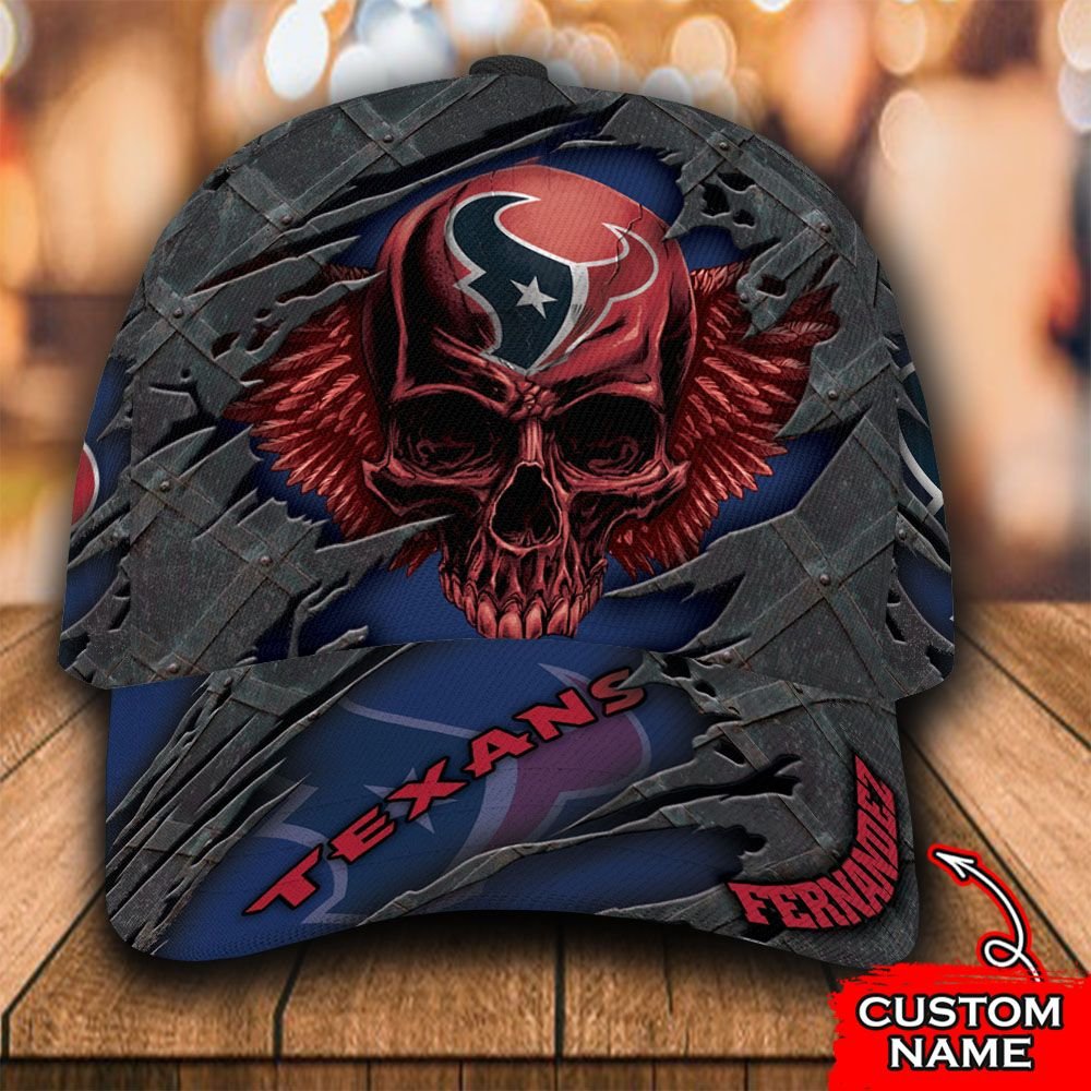 Personalized NFL Houston Texans Skull Custom Name Cap word2