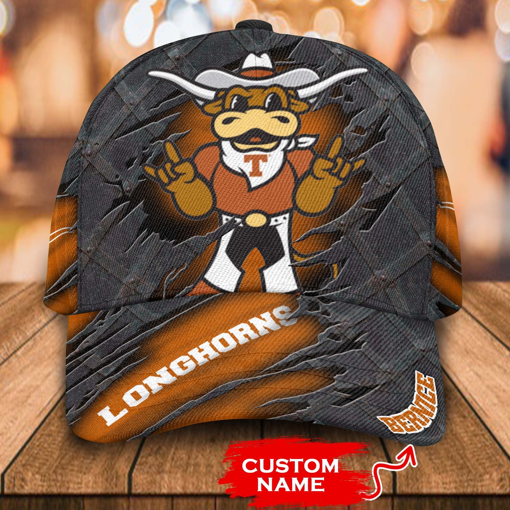 Personalized NCAA1 Texas Longhorns 3D Mascost Custom name Cap 1 Personalized NCAA1 Texas Longhorns 3D Mascost Custom name Cap word3