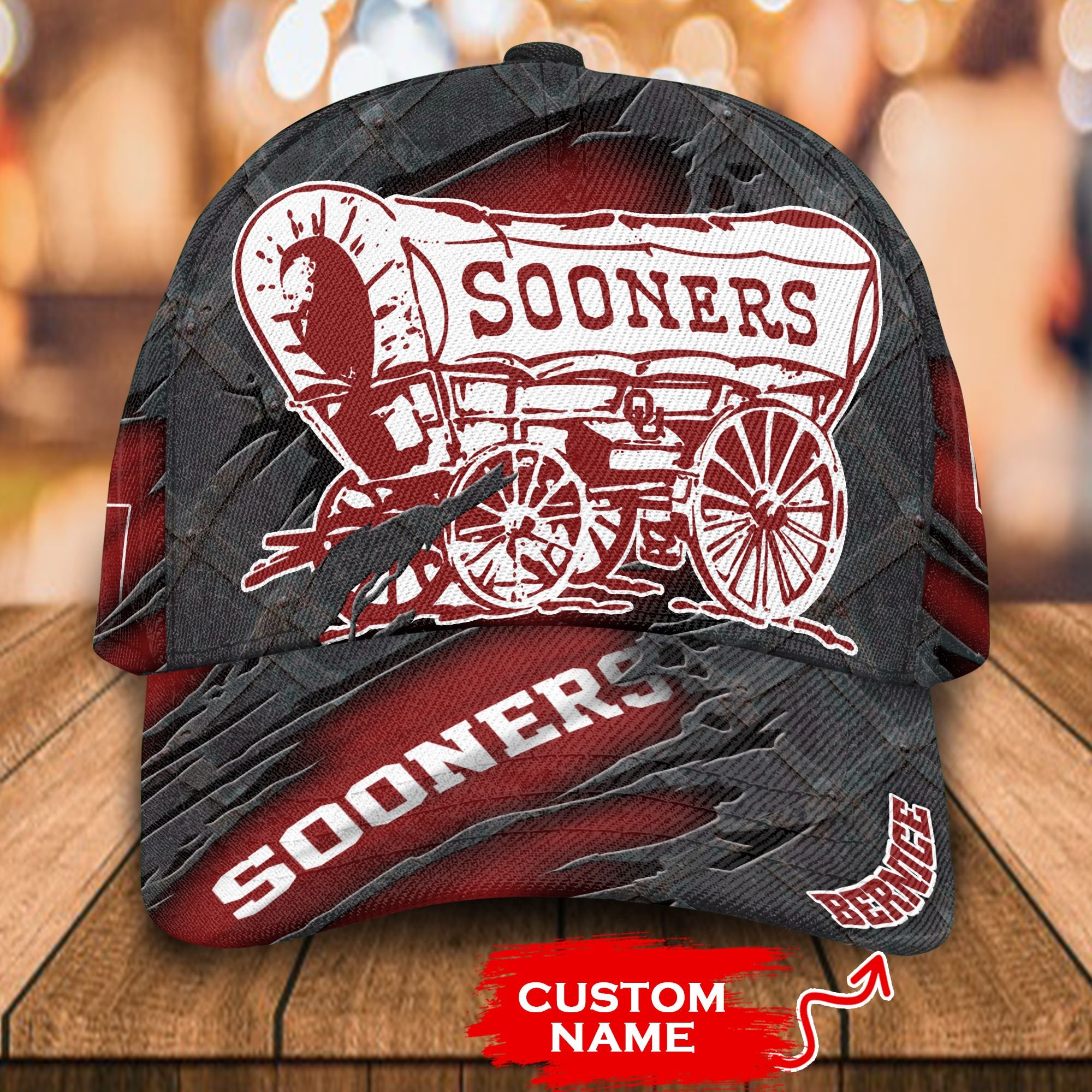 Personalized NCAA1 Oklahoma Sooners 3D Mascost Custom name Cap word2