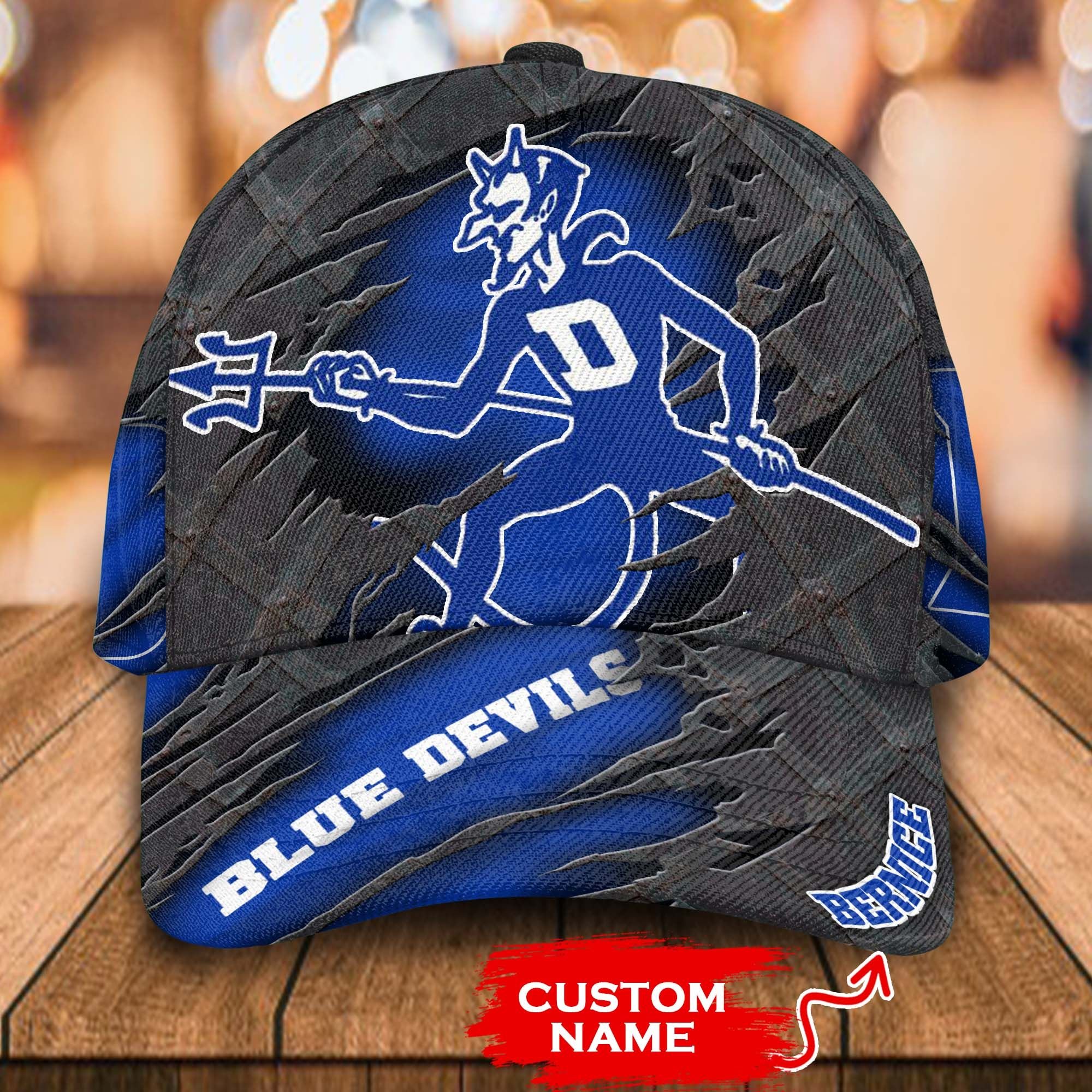 Personalized NCAA1 Duke Blue Devils 3D Mascost Custom name Cap 1
