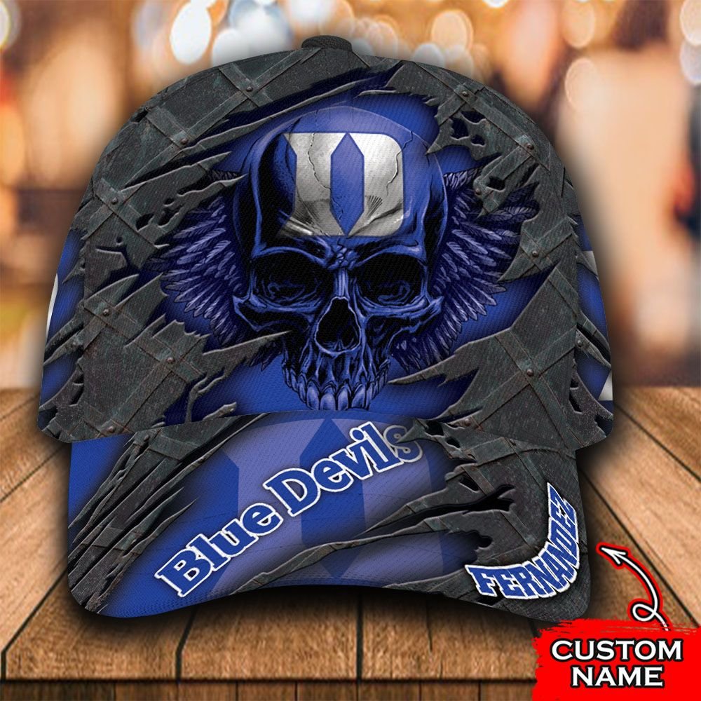 Personalized NCAA1 Duke Blue Devils 3D Skull Custom name Cap 3