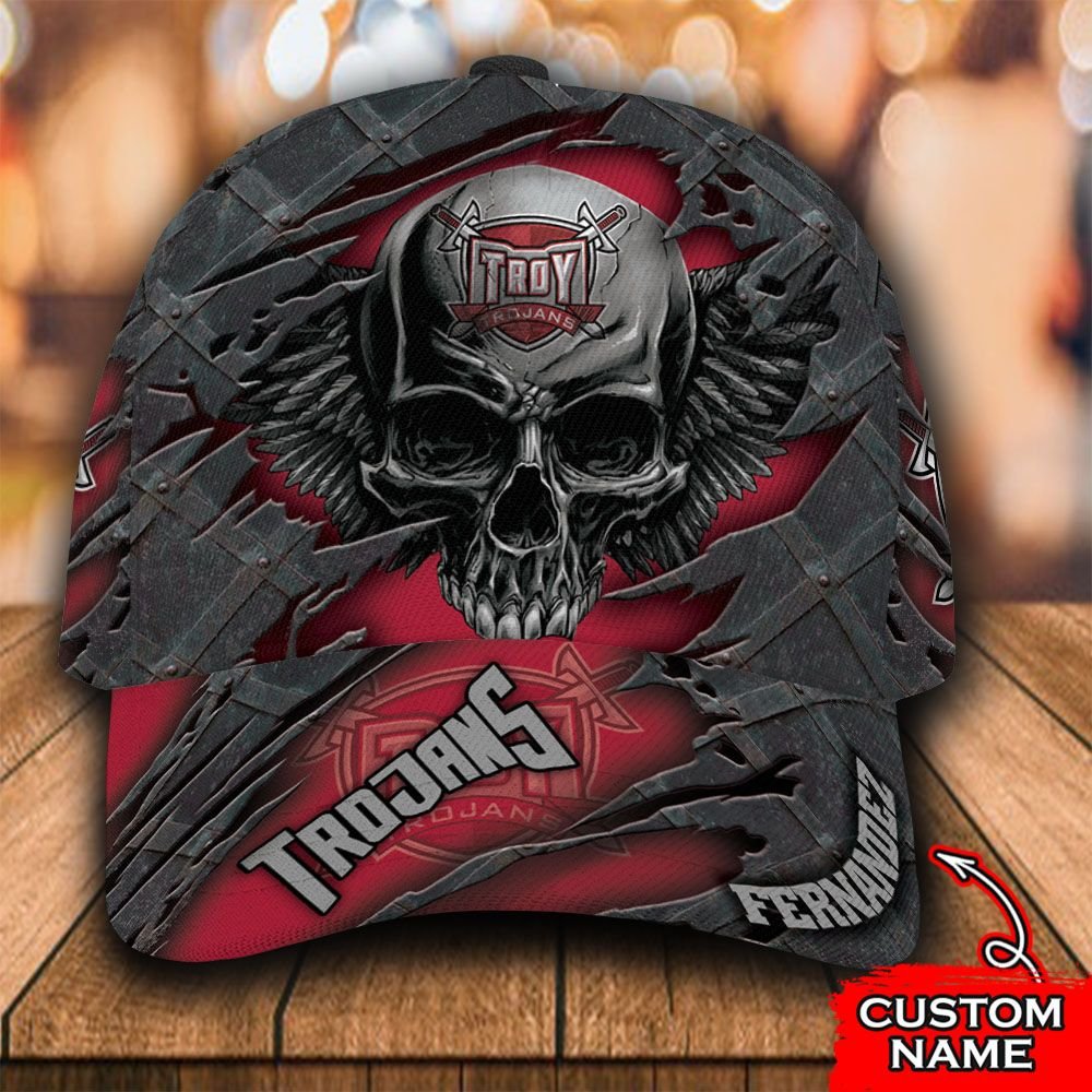 Personalized NCAA3 Troy Trojans 3D Skull Custom Name Cap word1