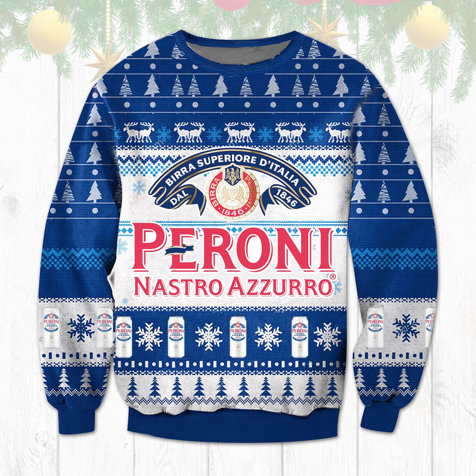 Peroni Nastro Azzurro Import Lager Beer Christmas sweater 1