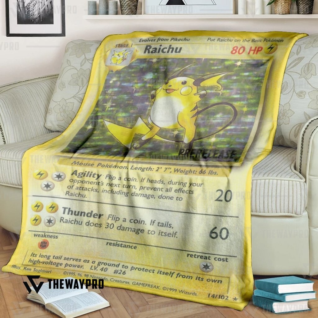 NEW Raichu Card Pokemon fleece blanket word2