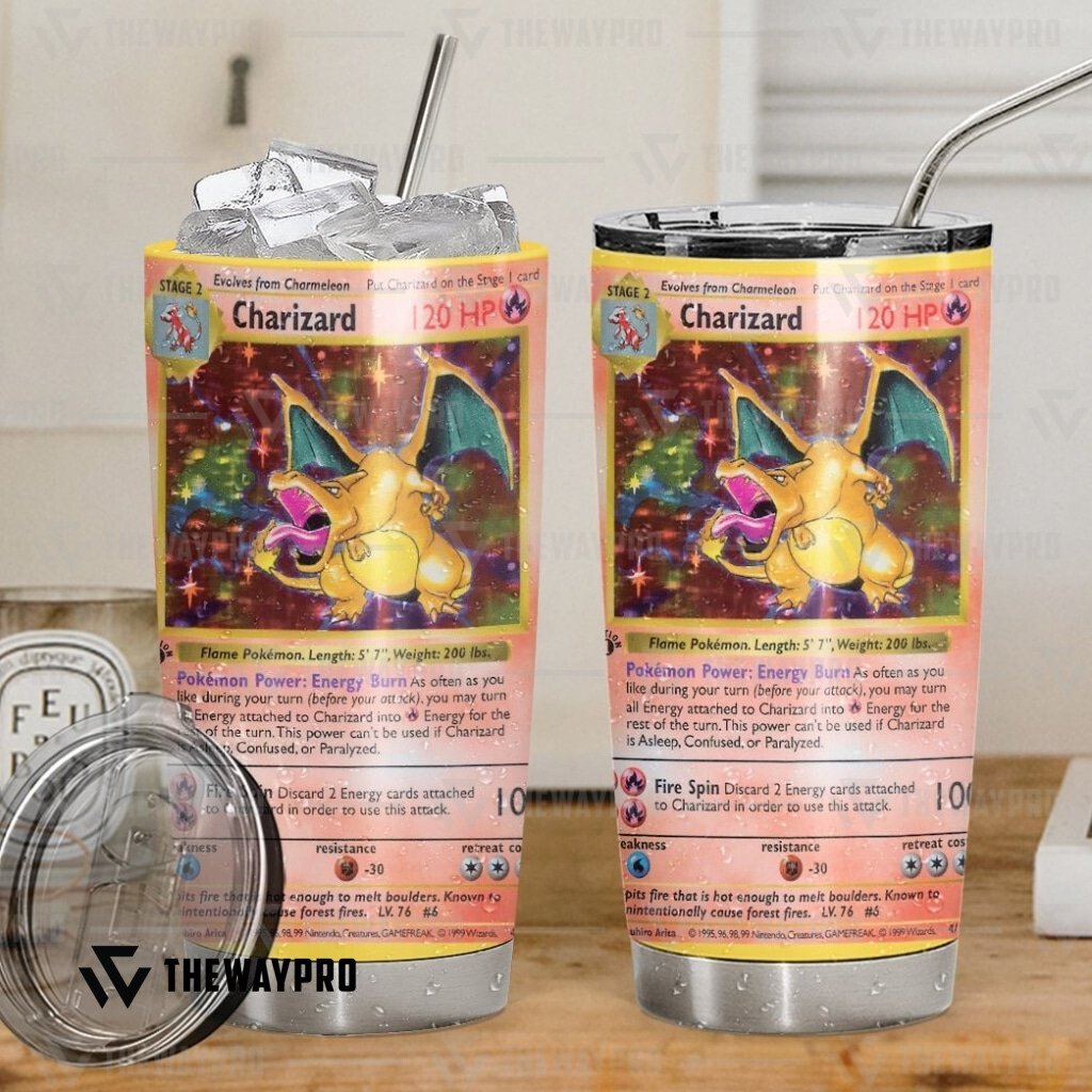 Anime Pokemon Charizard Card Tumbler