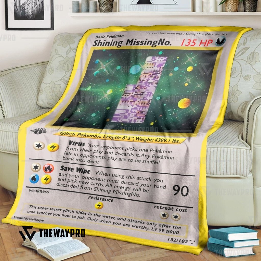 BEST 1st Edition MissingNo. Holo Rare Vintage Pokemon Fleece Blanket word2