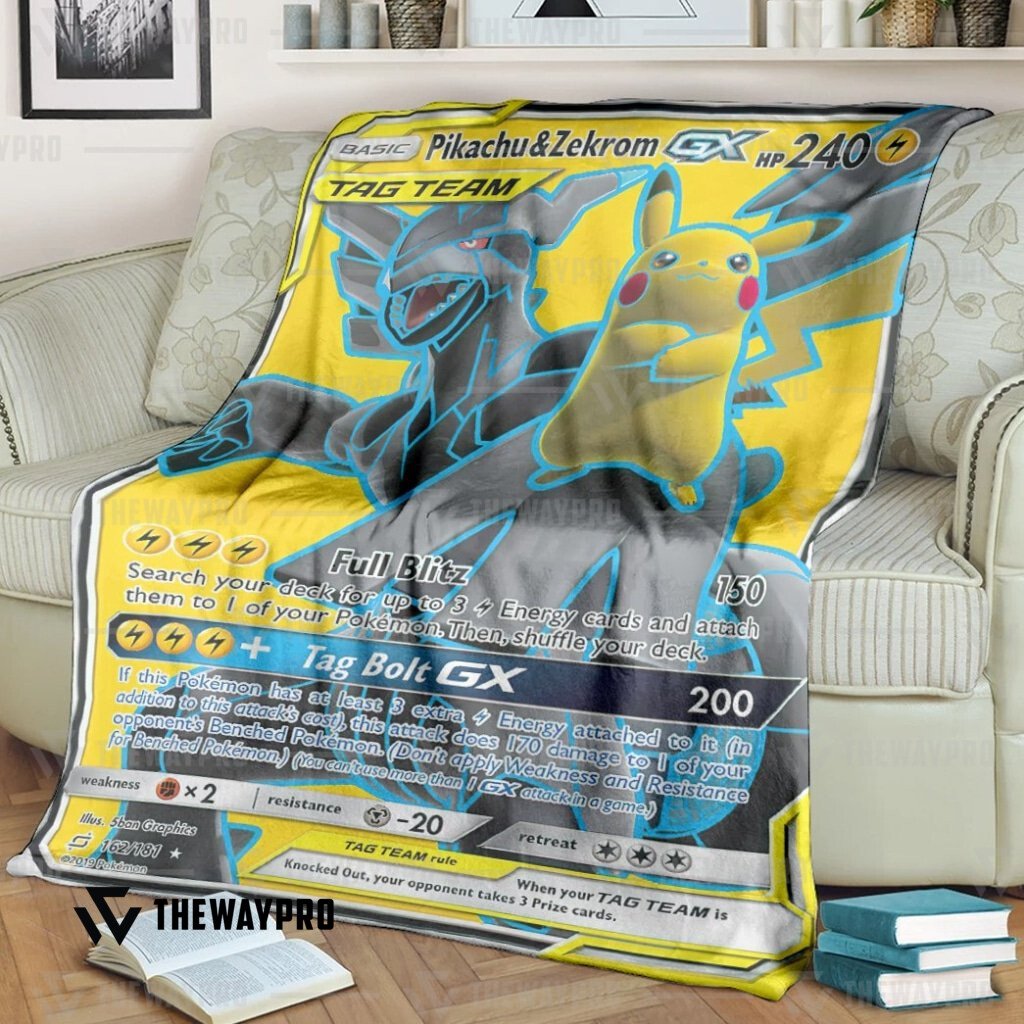 HOT Pikachu & Zekrom-GX Pokemon fleece blanket 3 HOT Pikachu & Zekrom-GX Pokemon fleece blanket word1