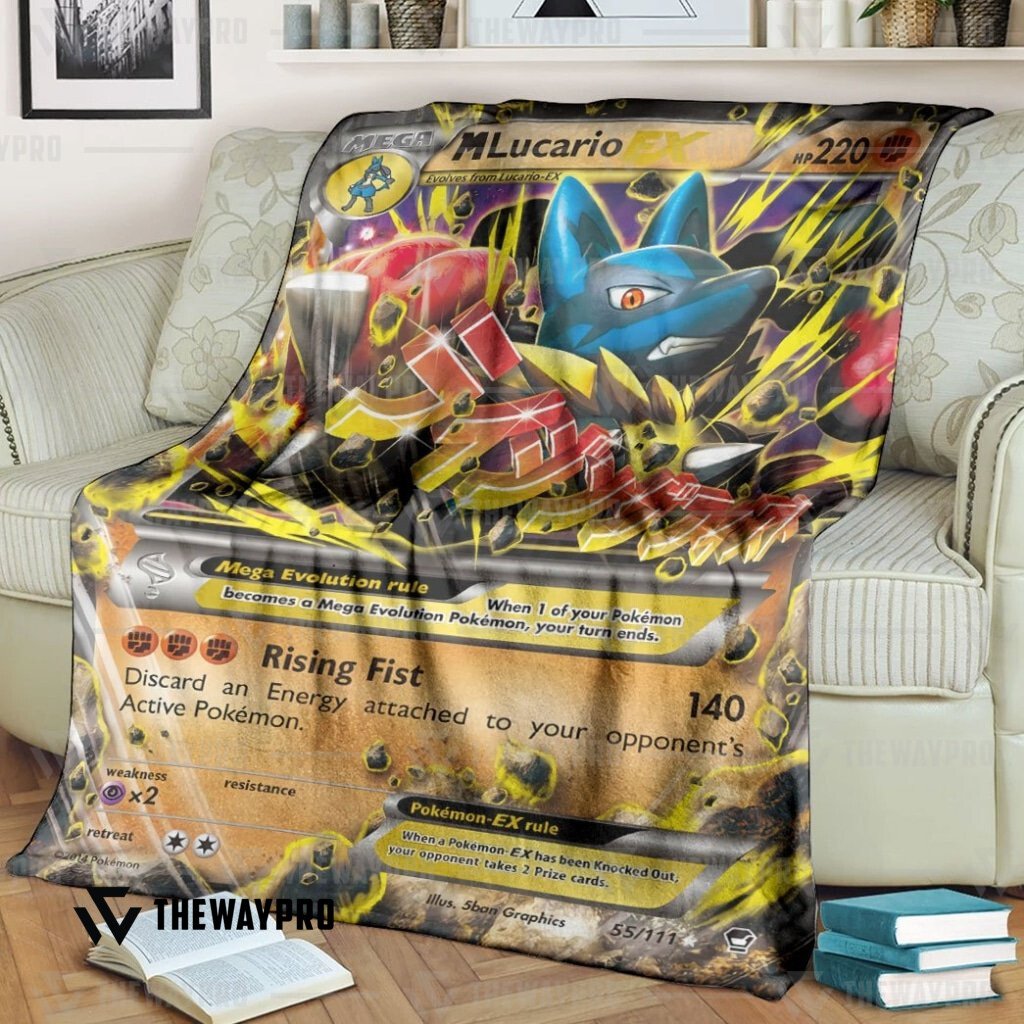 NEW M Lucario EX Pokemon fleece blanket 3 NEW M Lucario EX Pokemon fleece blanket word1