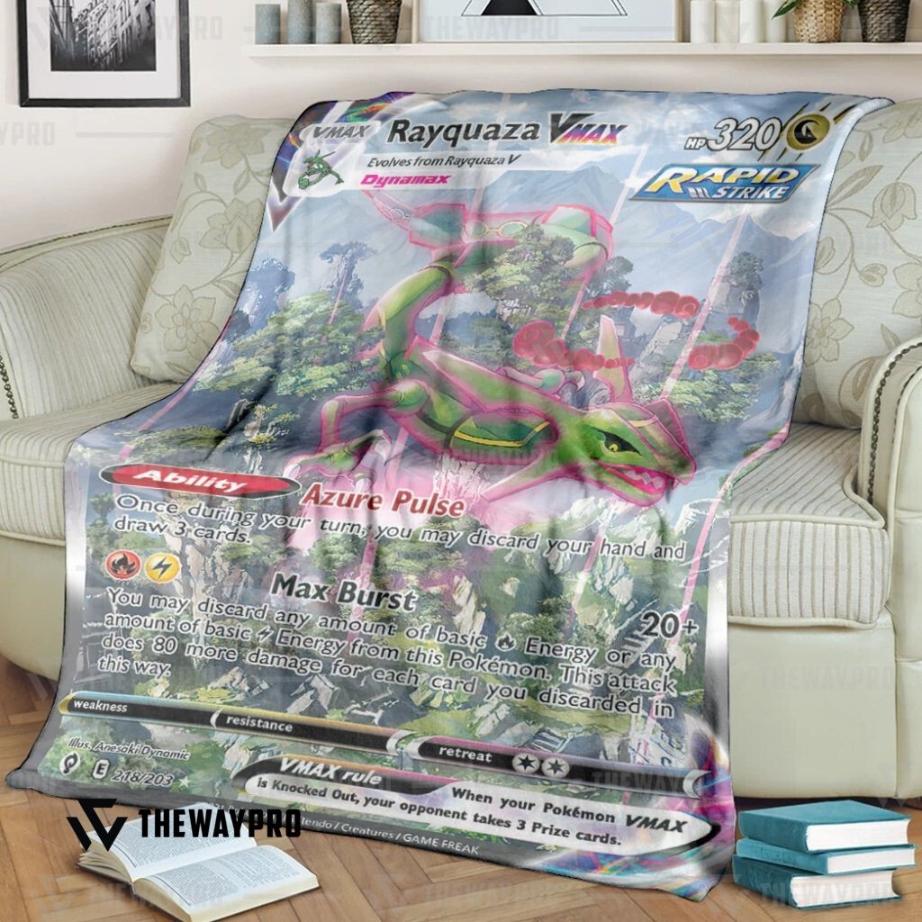 HOT Rayquaza VMAX Pokemon fleece blanket 3 HOT Rayquaza VMAX Pokemon fleece blanket word2
