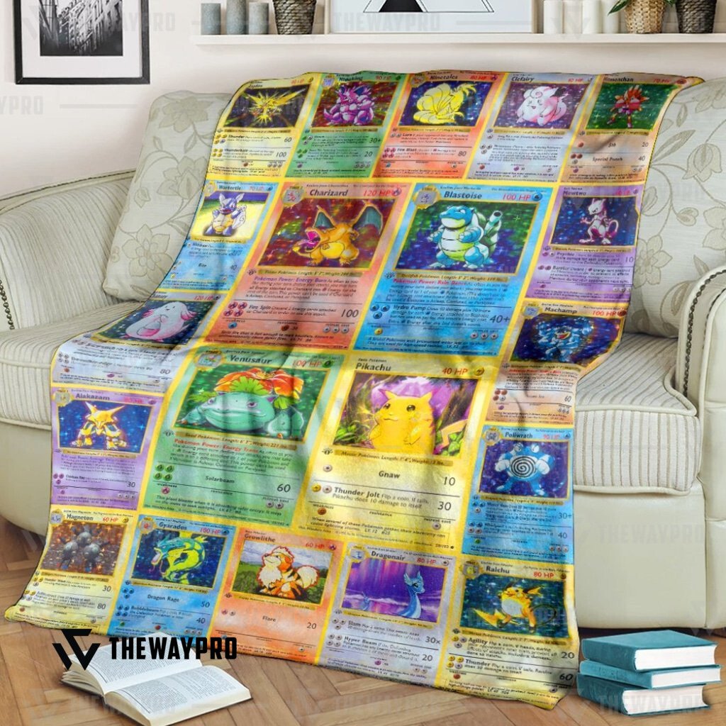 HOT 1st Edition Cards Pokemon Fleece Blanket 2 HOT 1st Edition Cards Pokemon Fleece Blanket word1
