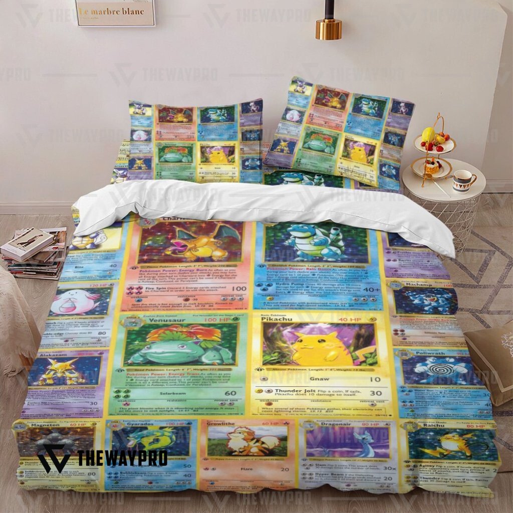 Anime Pokemon 1st Edition Cards Bedding Set word3