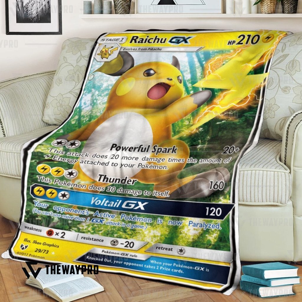 Anime Pokemon Raichu-GX Shining Legends Custom Blanket word3
