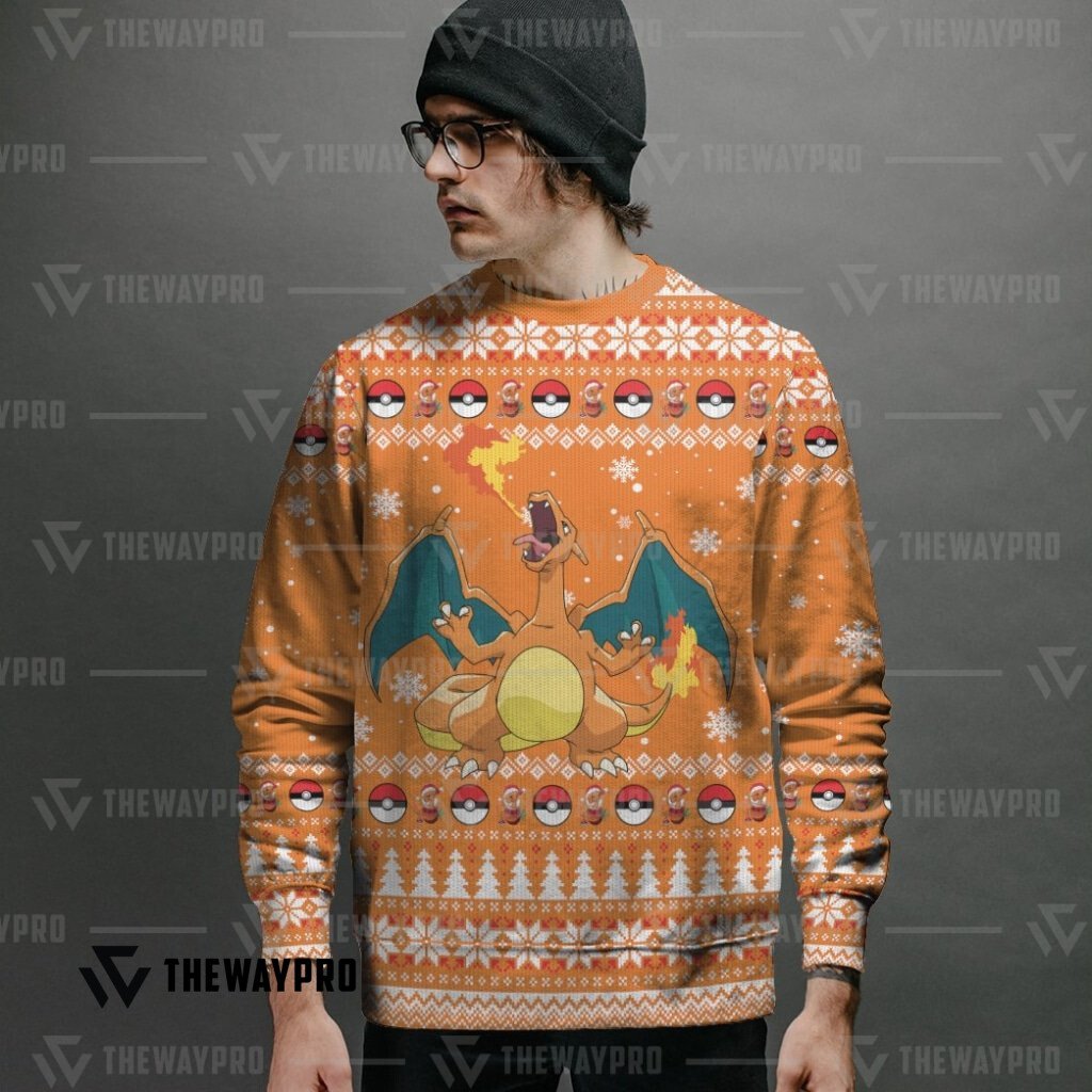 Pokemon Charizard Custom Christmas Ugly Imitation Knitted Sweatshirt 2 Pokemon Charizard Custom Christmas Ugly Imitation Knitted Sweatshirt word1