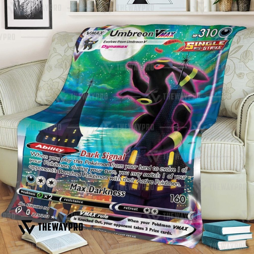 HOT Umbreon VMAX Evolving Skies Pokemon fleece blanket 3 HOT Umbreon VMAX Evolving Skies Pokemon fleece blanket word3