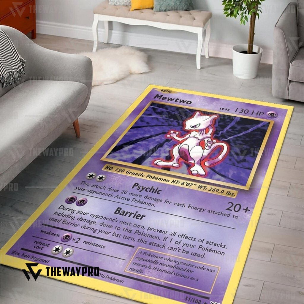Anime Pokemon Mewtwo Evolutions Rug word2
