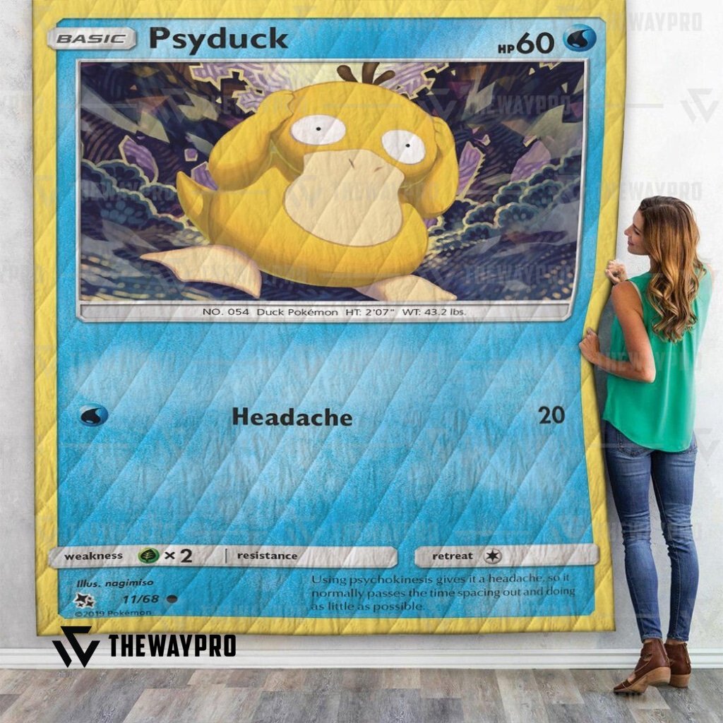 Anime Pokemon Psyduck Hidden Fates Quilt word1