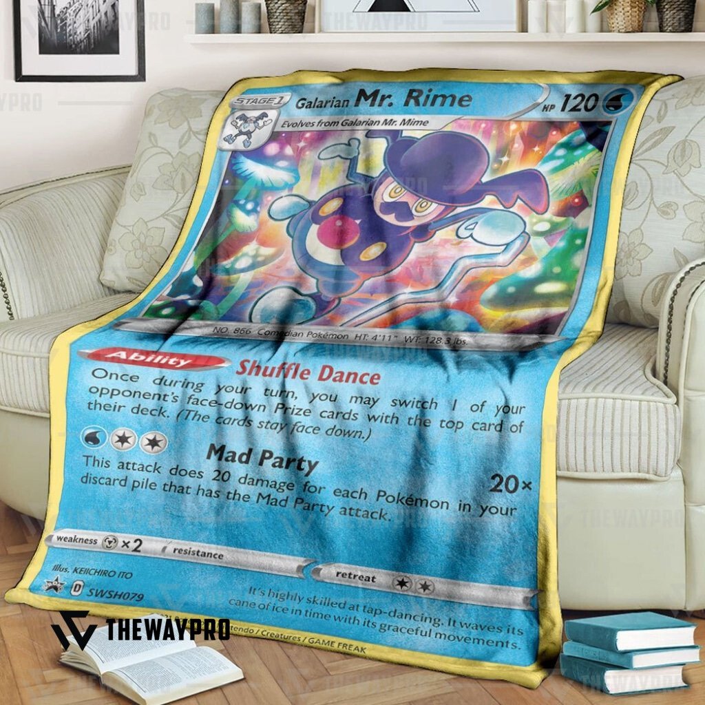 NEW Galarian Mr. Rime Sword & Shield Promos Pokemon fleece blanket word1