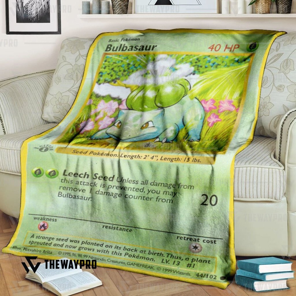 BEST Bulbasaur 1st Edition Pokemon Fleece Blanket word1