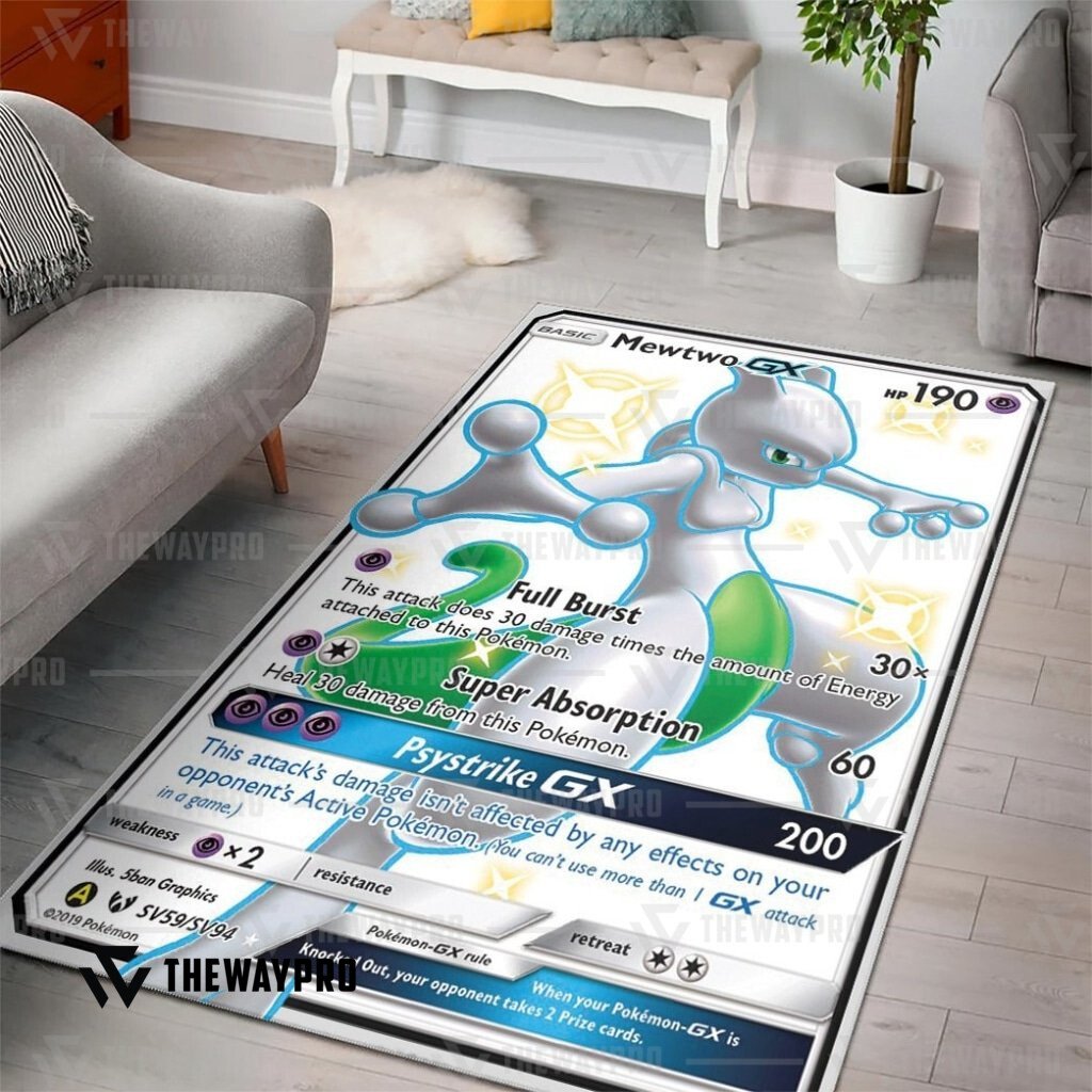 Anime Pokemon Mewtwo Shining Legends Rug word1