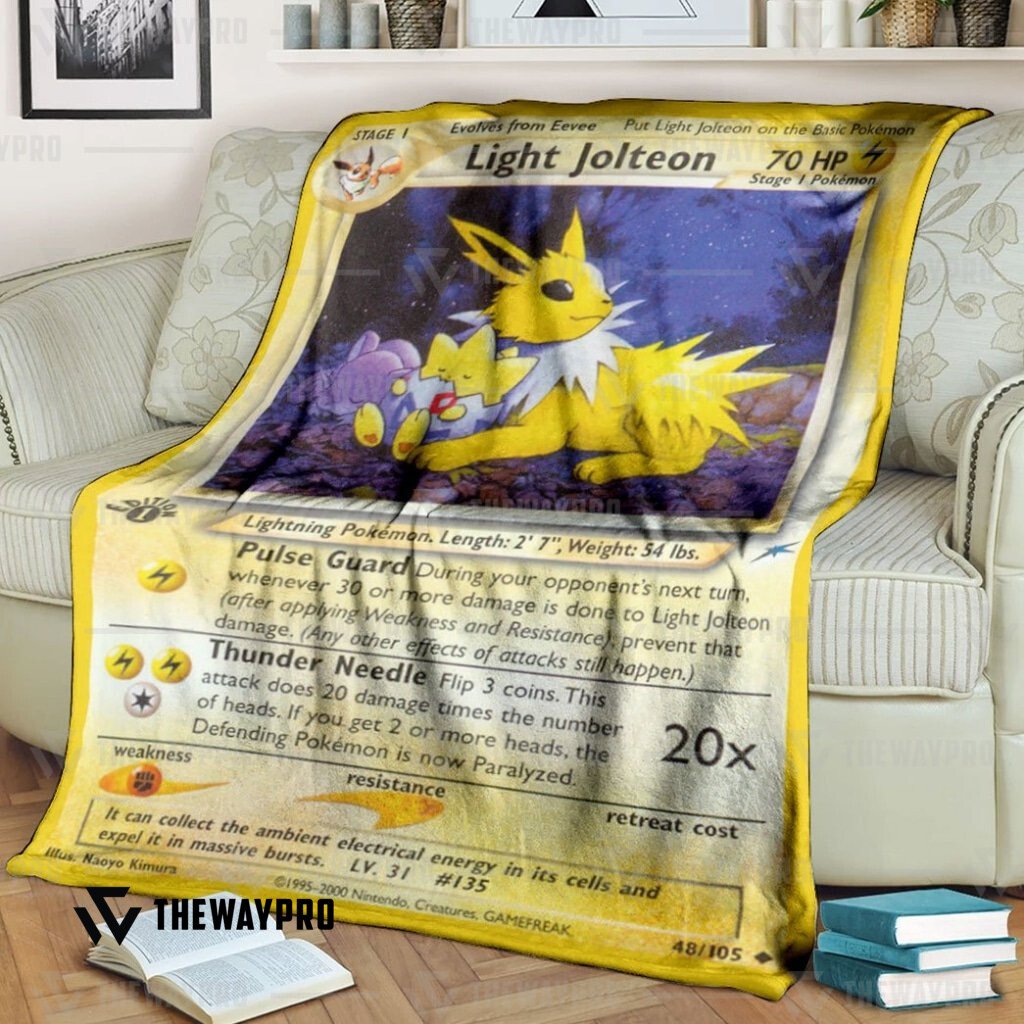HOT Light Jolteon 1st Edition Pokemon fleece blanket 3 HOT Light Jolteon 1st Edition Pokemon fleece blanket word3