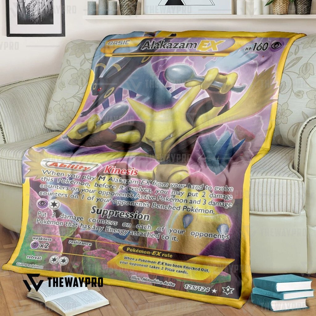 Anime Pokemon Alakazam EX Custom Blanket word2