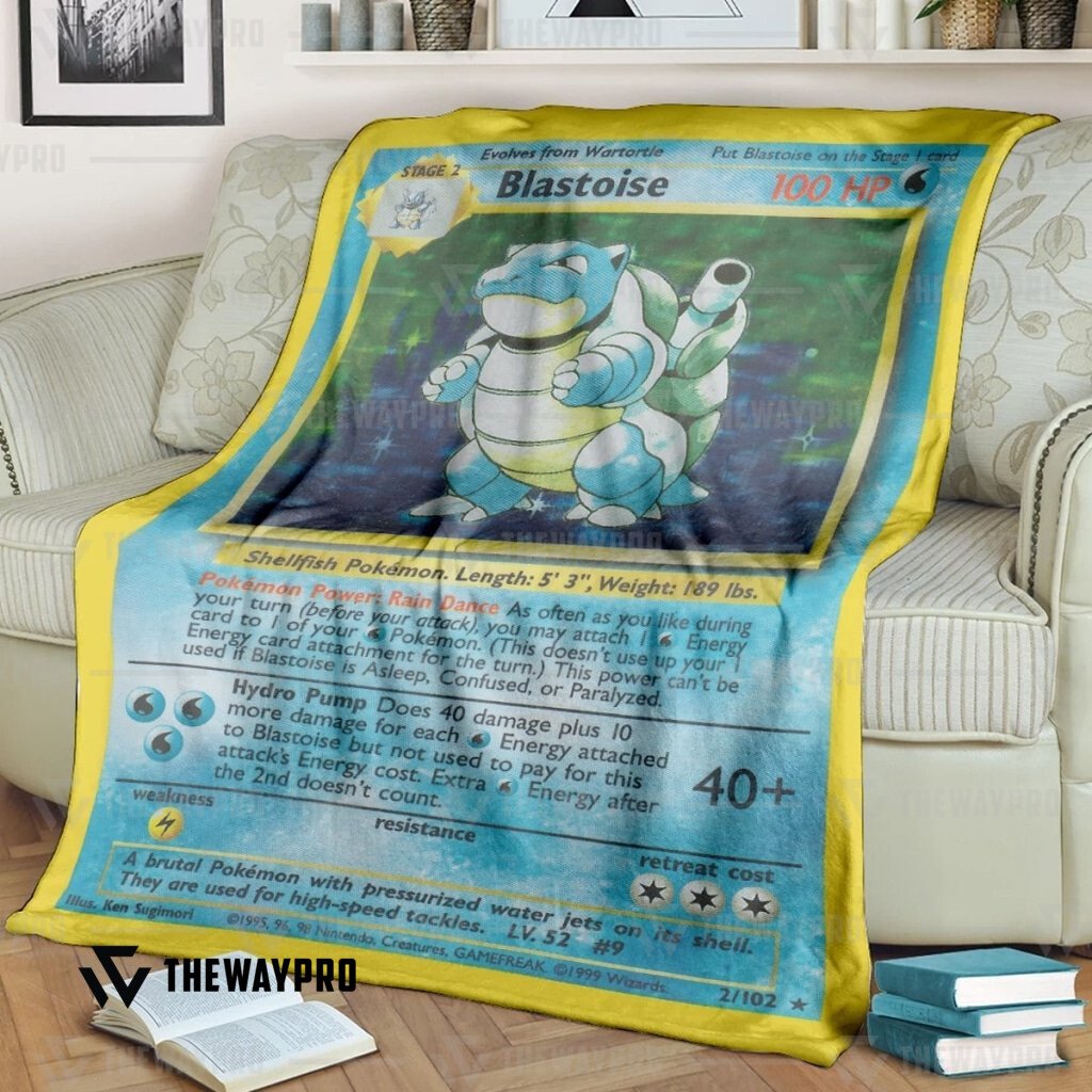 NEW Blastoise Card Pokemon Fleece Blanket word2