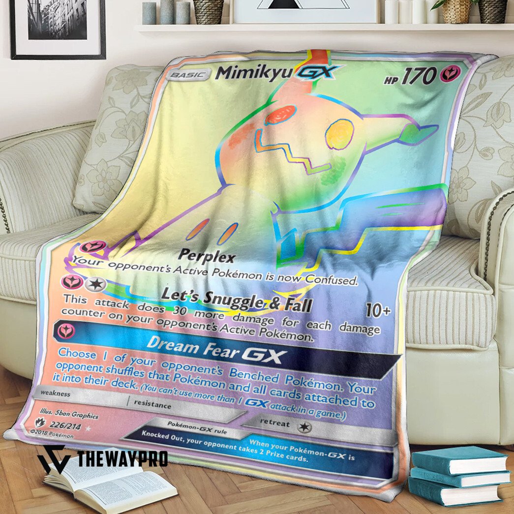 LIMITED Mimikyu GX Lost Thunder Pokemon fleece blanket 2 LIMITED Mimikyu GX Lost Thunder Pokemon fleece blanket word3