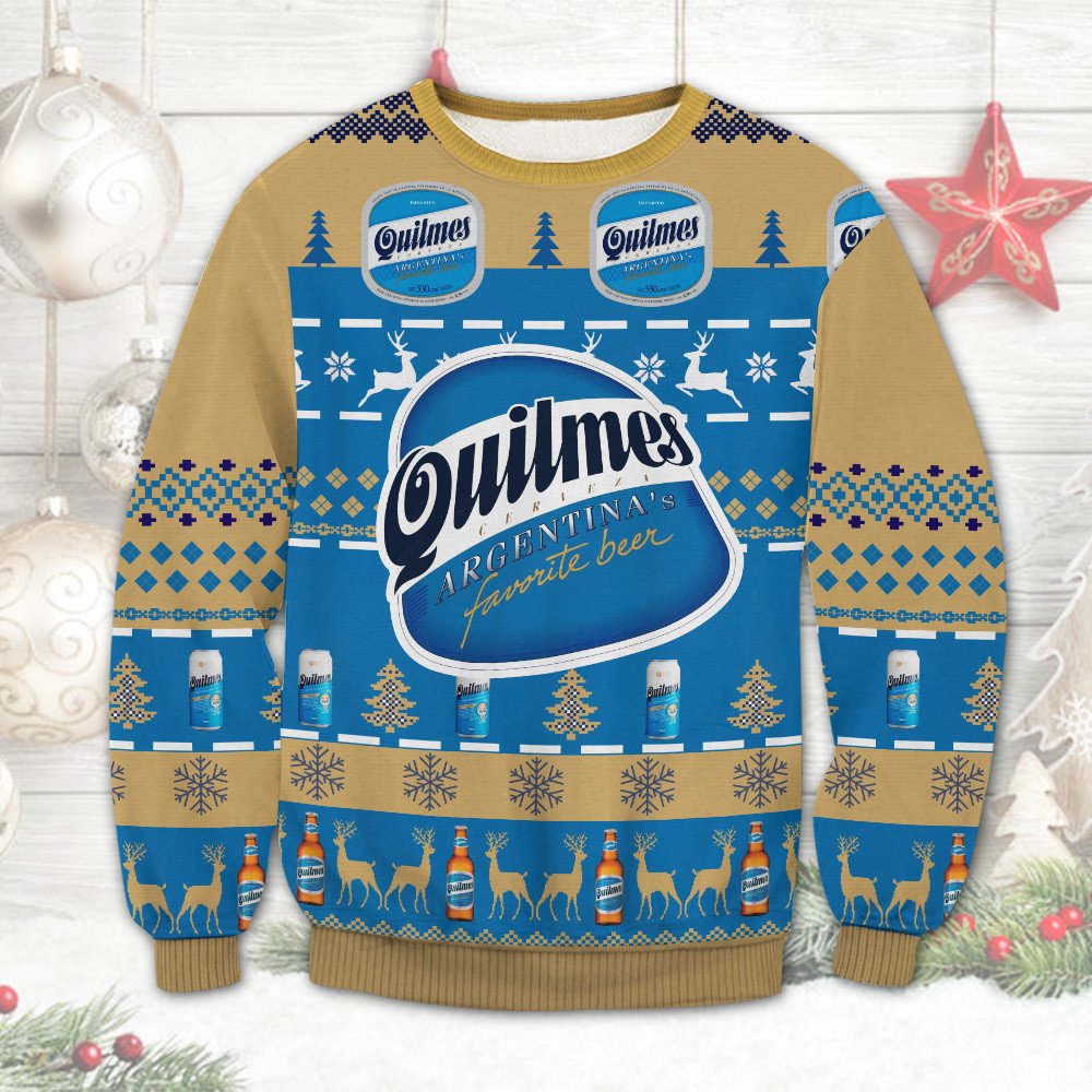 Quilmes Argentinian Favorite Beer Ugly Christmas Sweater Word2