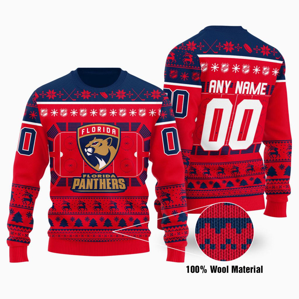 Personalized Florida Panthers Custom Ugly Christmas Sweater Word2
