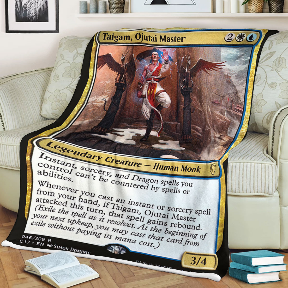 Game MTG Magic The Gathering Taigam, Ojutai Master Sherpa Blanket word3