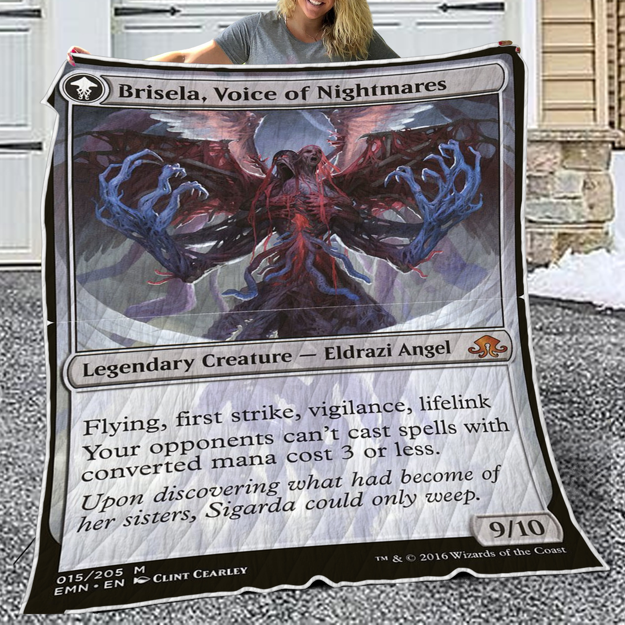 Game MTG Magic The Gathering Brisela, Voice of Nightmares Quilt Blanket word3