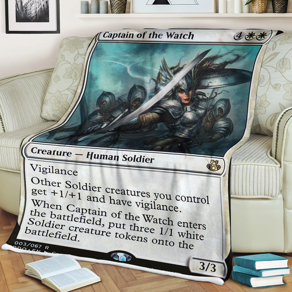 Game MTG Magic The Gathering Captain of the Watch Blanket word2