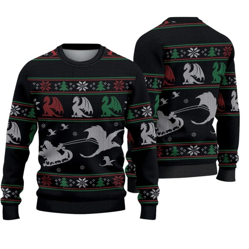 Santa Claus Dragon Knitted Sweater Christmas 3 Santa Claus Dragon Knitted Sweater Christmas word1
