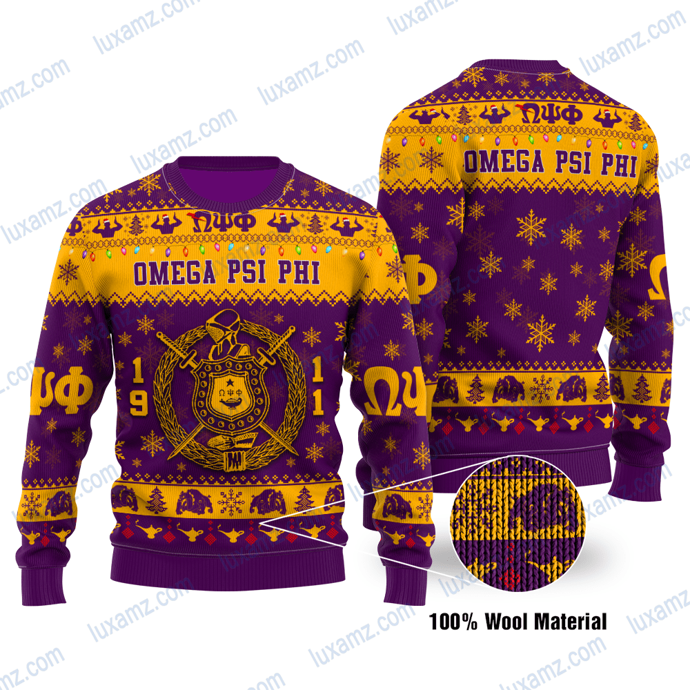 Omega Psi Phi 1911 Emblem ugly Christmas Sweater 2